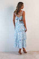 Emily Floral Ruffle Maxi Dress Blue/White | Wedding Guest Dress | Maxi | Oh Hello Clothing