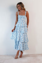 Emily Floral Ruffle Maxi Dress Blue/White | Wedding Guest Dress | Maxi | Oh Hello Clothing