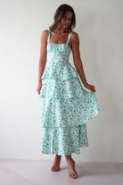 Emily Floral Ruffle Maxi Dress Green/White | Wedding Guest Dress | Maxi | Oh Hello Clothing