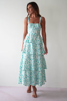 Emily Floral Ruffle Maxi Dress Green/White | Wedding Guest Dress | Maxi | Oh Hello Clothing