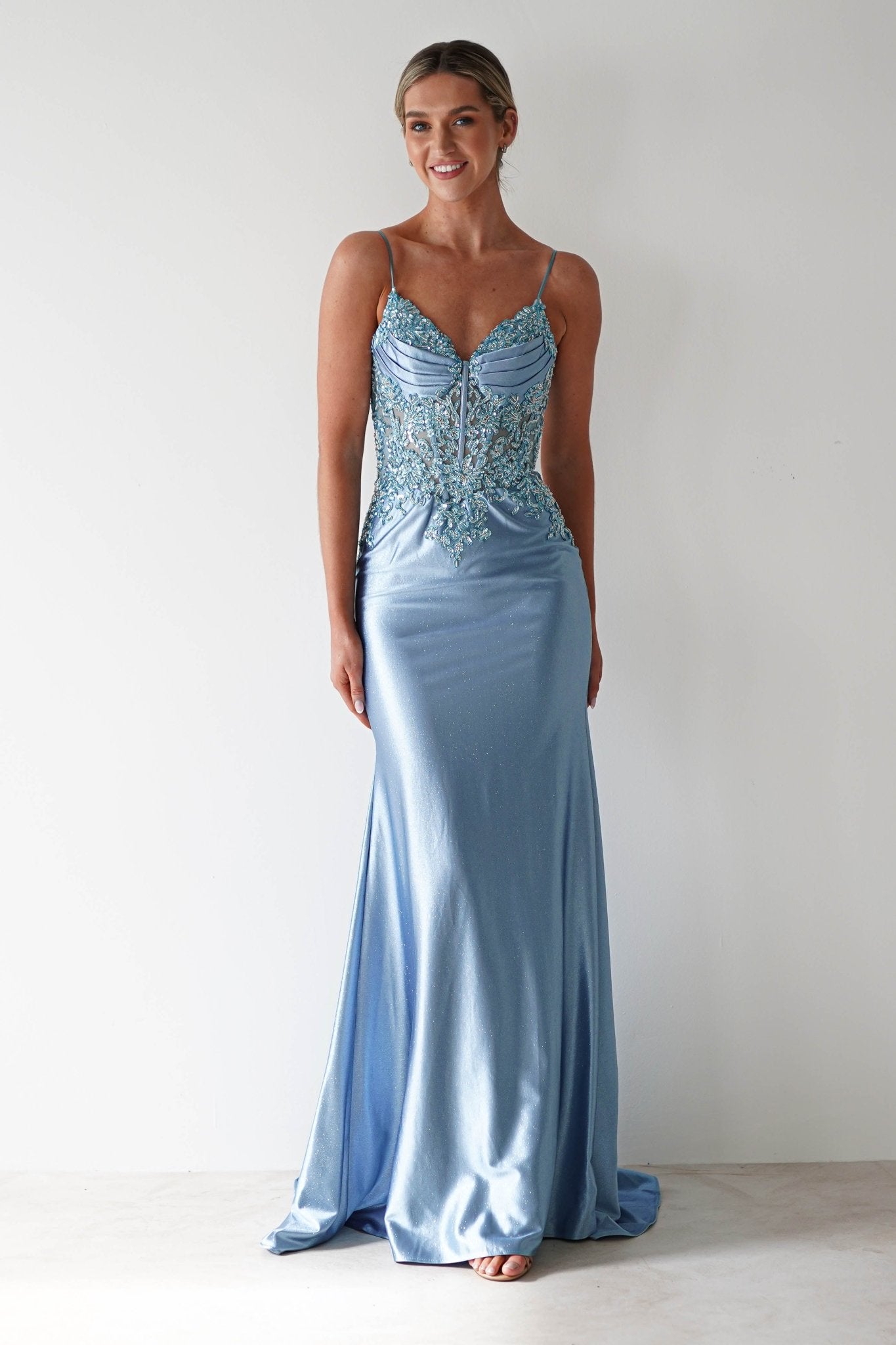 Eternity Glitter Bodycon Gown | Dusty Blue | Oh Hello Clothing | S (8)