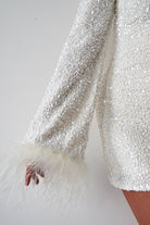 Oh Hello Clothing Eve Long Sleeve Sequin Mini Dress | Ivory