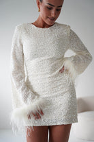 Oh Hello Clothing Eve Long Sleeve Sequin Mini Dress | Ivory