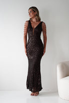 Fayette Embellished Sequin Gown | Brown | Debs & Prom | Oh Hello Clothing