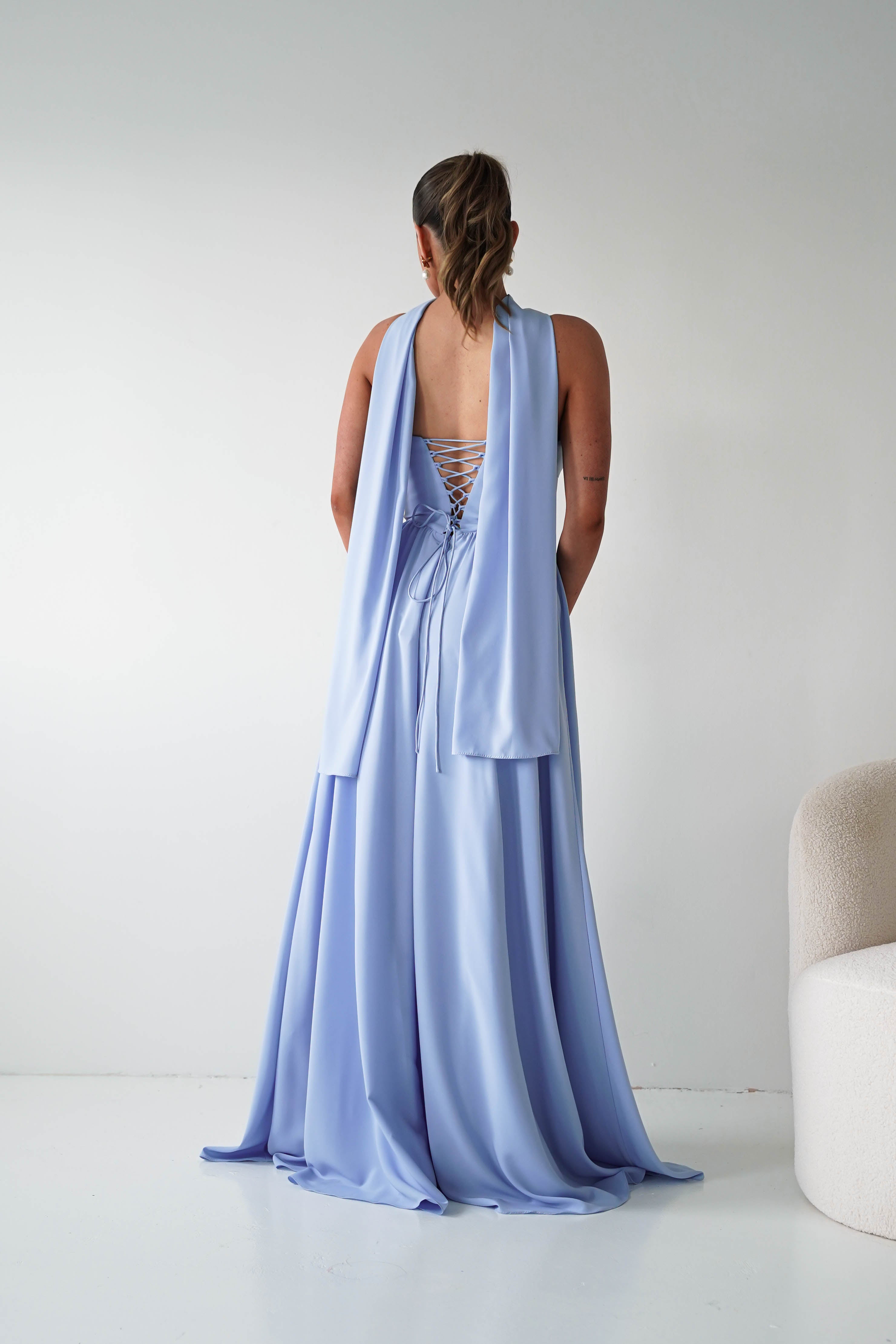 Oh Hello Clothing Dresses > Prom Dresses Felicity Lace Up Corset Maxi Dress | Blue