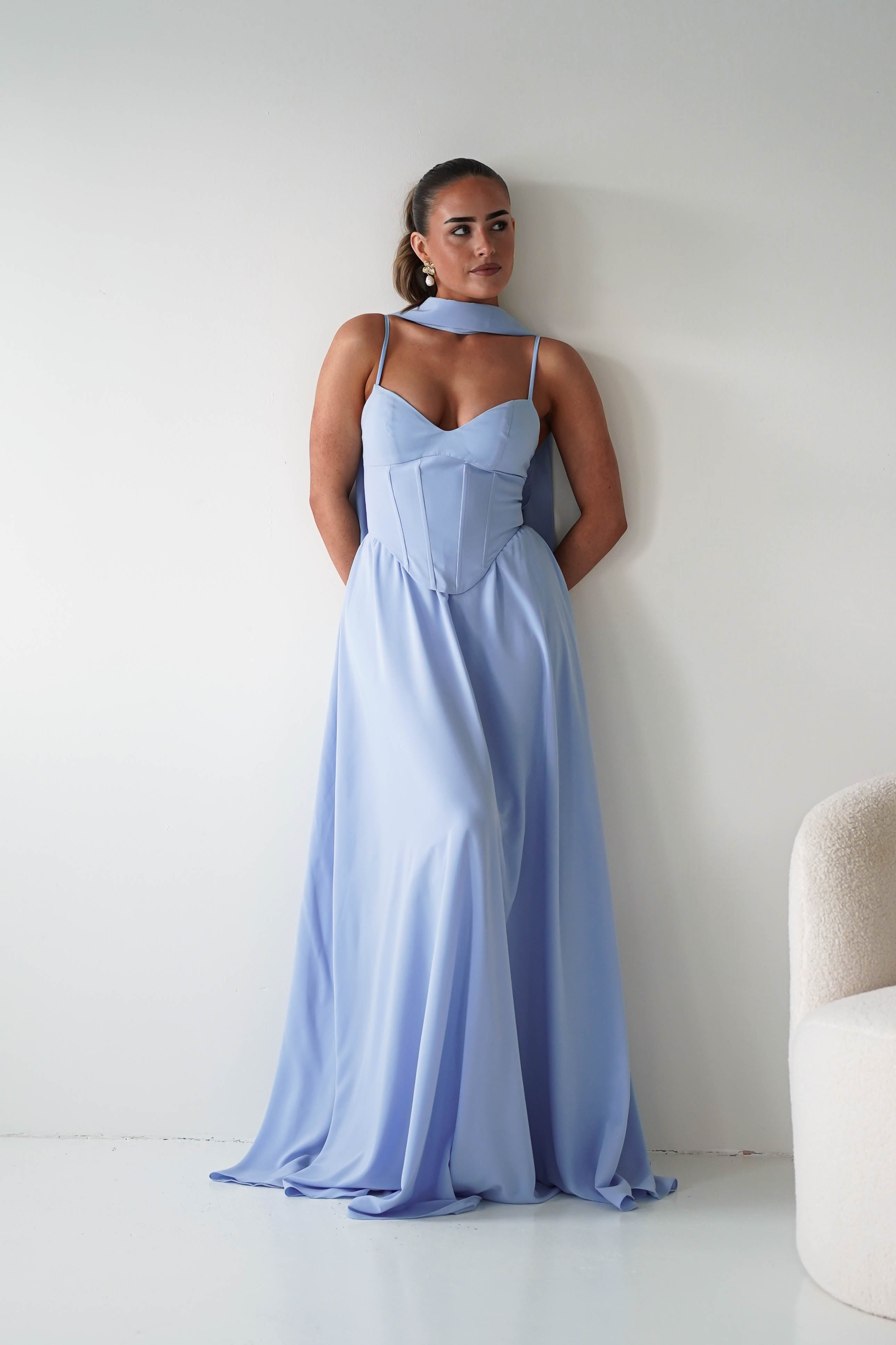 Oh Hello Clothing Dresses > Prom Dresses Felicity Lace Up Corset Maxi Dress | Blue