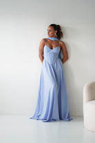 Oh Hello Clothing Dresses > Prom Dresses Felicity Lace Up Corset Maxi Dress | Blue