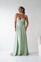 Oh Hello Clothing Dresses > Prom Dresses Felicity Lace Up Corset Maxi Dress | Sage
