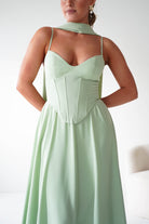 Oh Hello Clothing Dresses > Prom Dresses Felicity Lace Up Corset Maxi Dress | Sage
