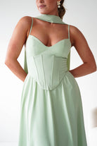 Oh Hello Clothing Dresses > Prom Dresses Felicity Lace Up Corset Maxi Dress | Sage