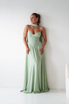 Oh Hello Clothing Dresses > Prom Dresses Felicity Lace Up Corset Maxi Dress | Sage