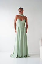 Oh Hello Clothing Dresses > Prom Dresses Felicity Lace Up Corset Maxi Dress | Sage