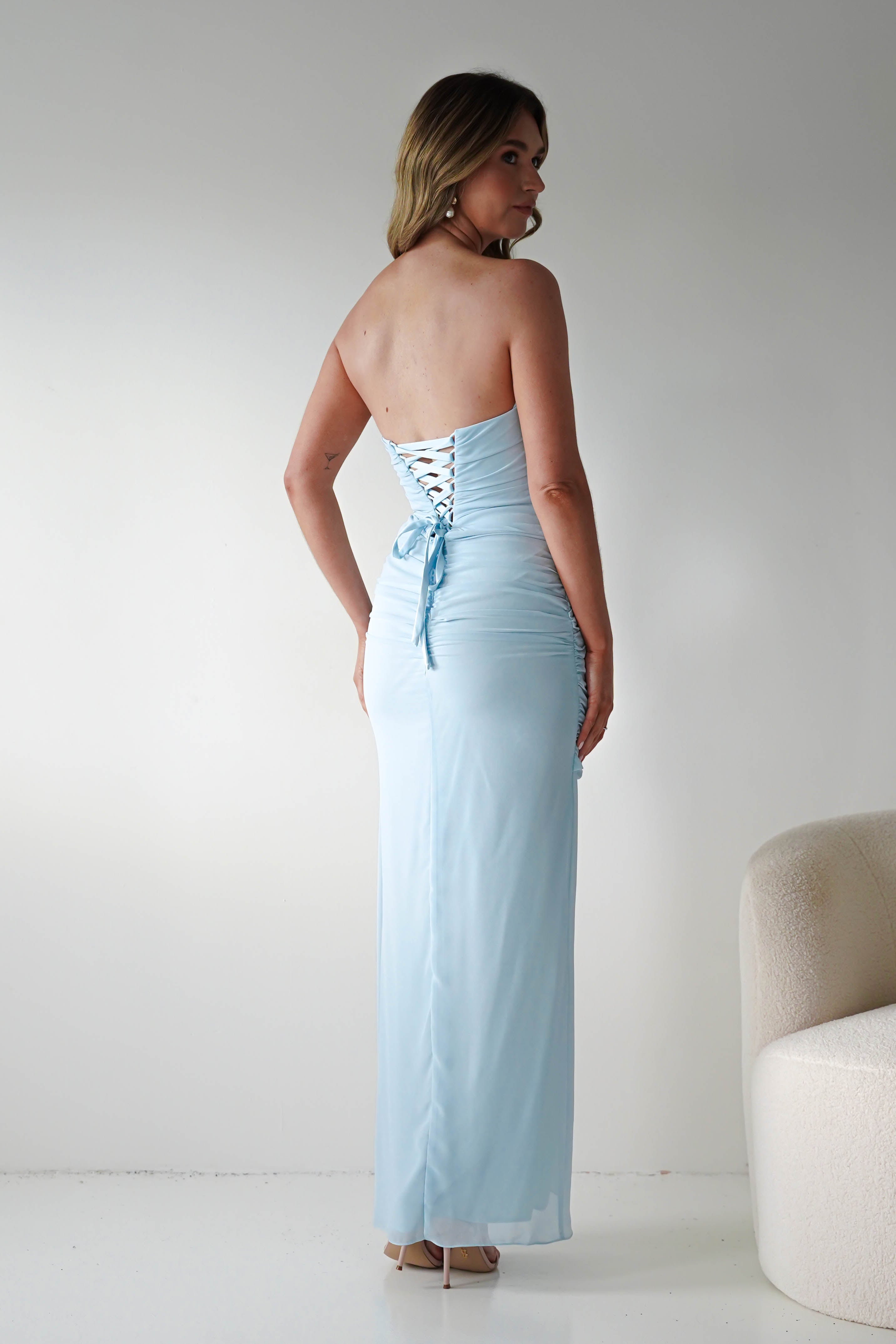 Oh Hello Clothing Women > Clothing > Dresses Finn Strapless Draped Maxi Dress | Blue