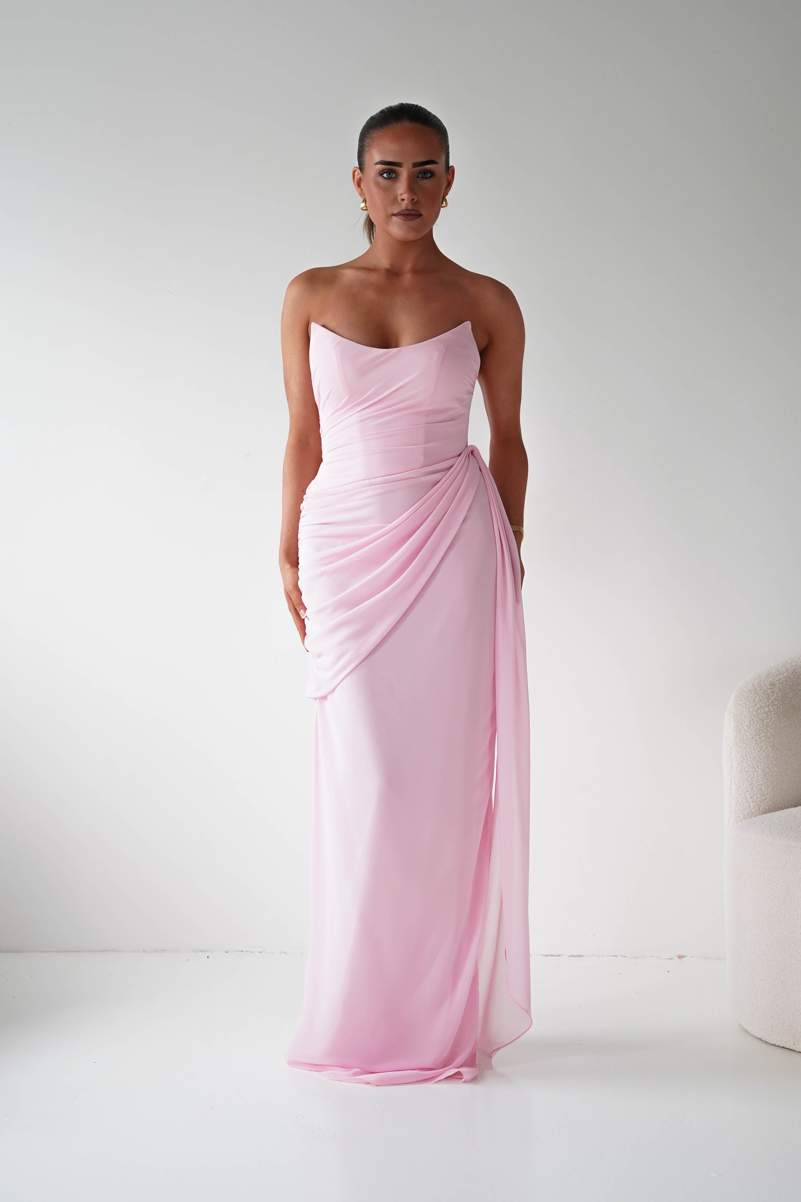 Oh Hello Clothing Women > Clothing > Dresses Finn Strapless Draped Maxi Dress | Pink