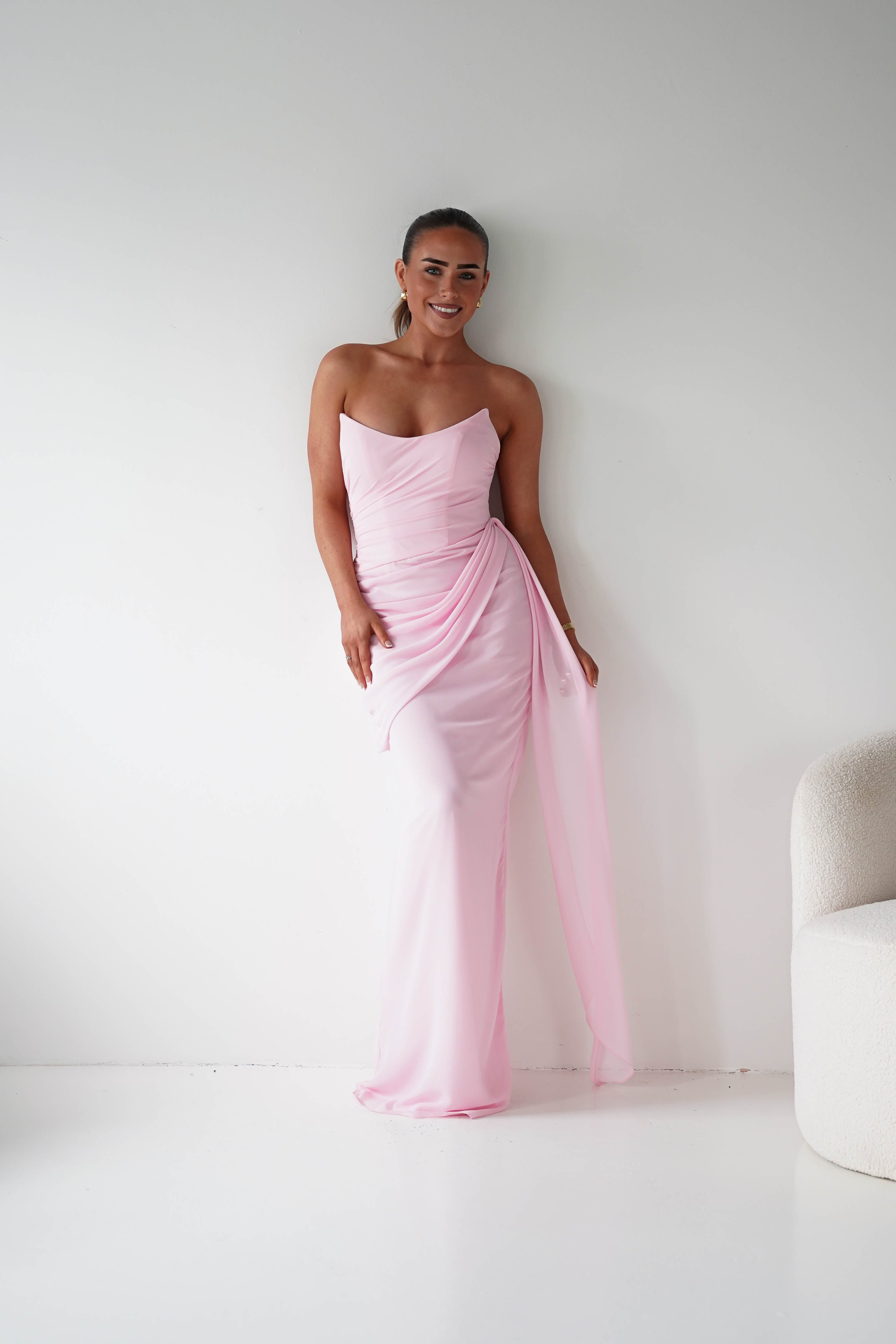 Oh Hello Clothing Women > Clothing > Dresses Finn Strapless Draped Maxi Dress | Pink