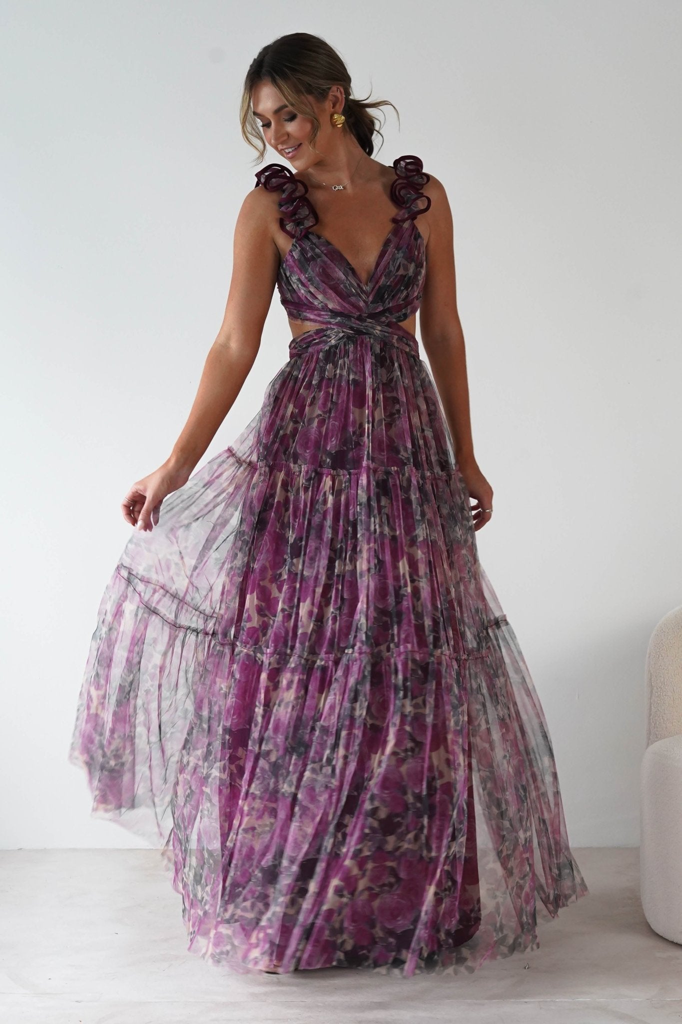 Flirtini Floral Tulle Maxi Dress | Mixed Print | Oh Hello Clothing | S (8)