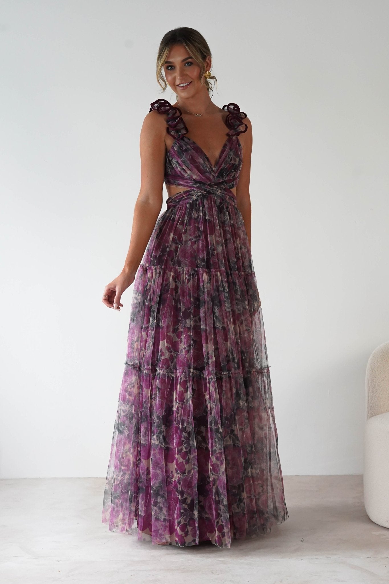 Flirtini Floral Tulle Maxi Dress | Mixed Print | Oh Hello Clothing | S (8)