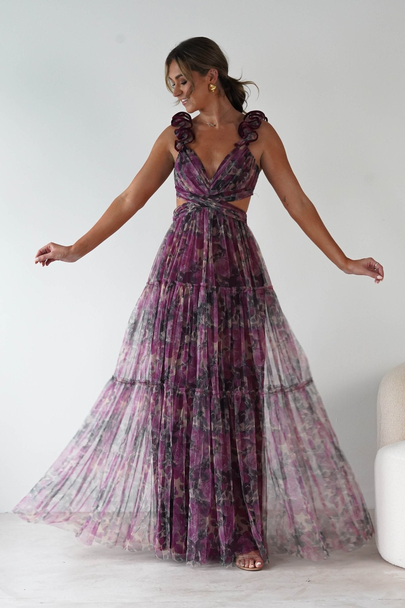 Flirtini Floral Tulle Maxi Dress | Mixed Print | Oh Hello Clothing | S (8)