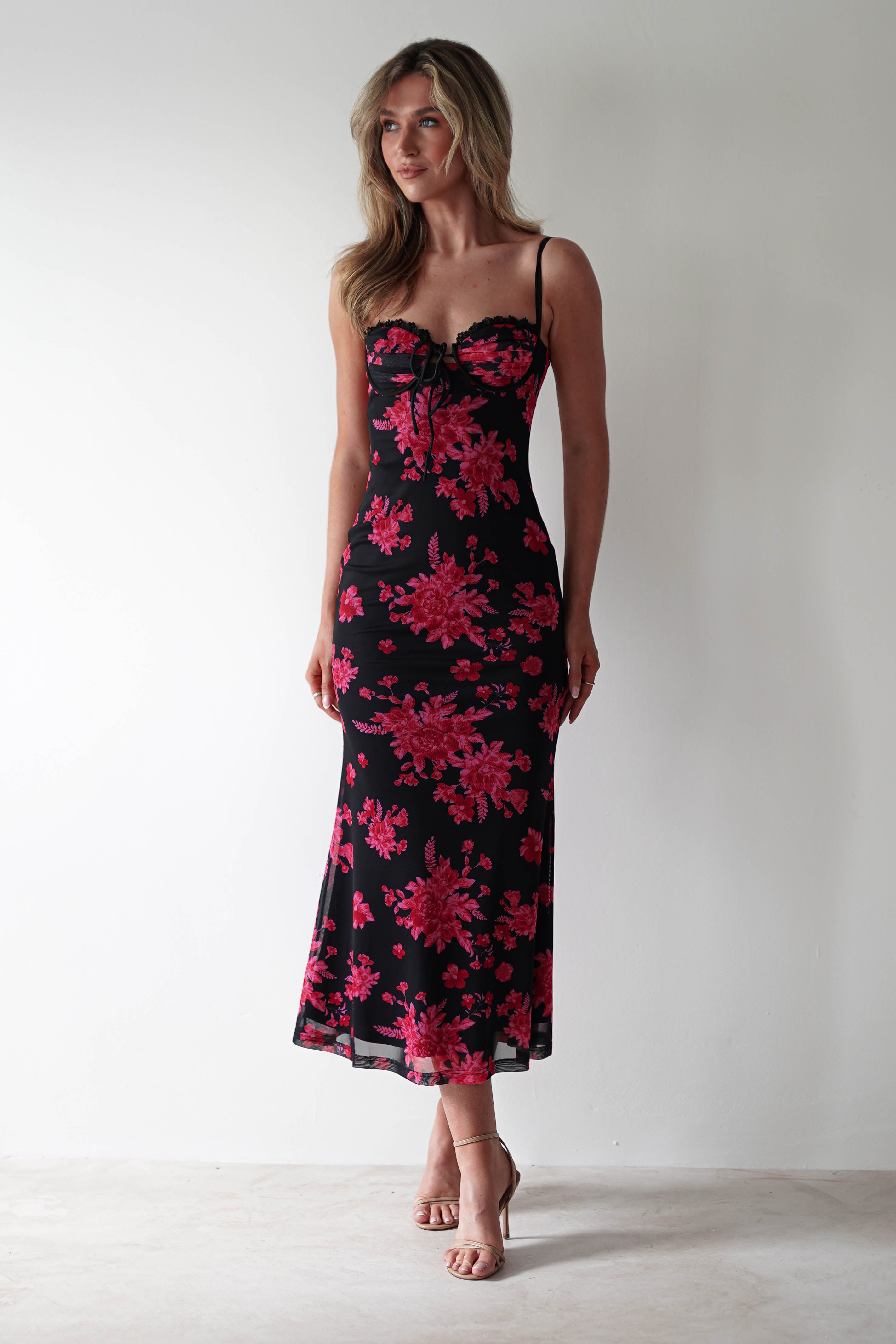 Francesca Bodycon Maxi Dress | Black Print