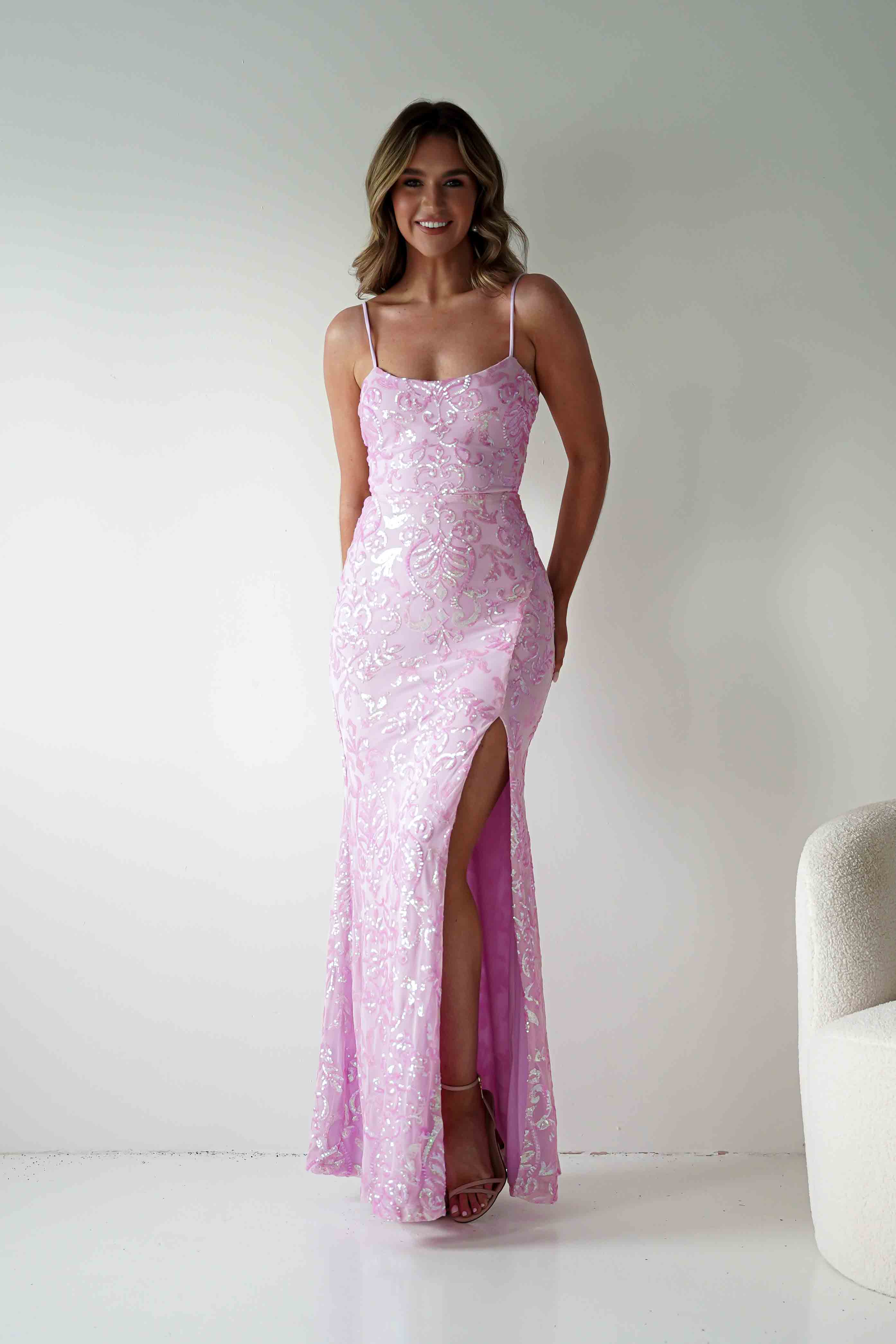 Oh Hello Clothing Dresses > Prom Dresses Gabby Sequin Bodycon Maxi Gown | Pink