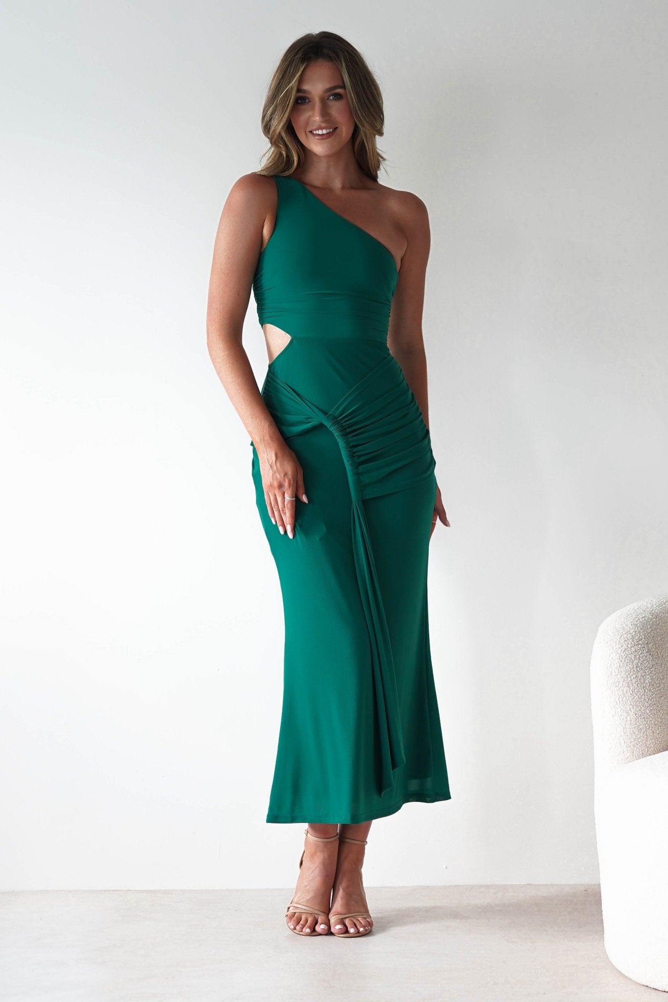 Georgia Mesh Midaxi Dress | Forest Green | Oh Hello Clothing | XS (6)