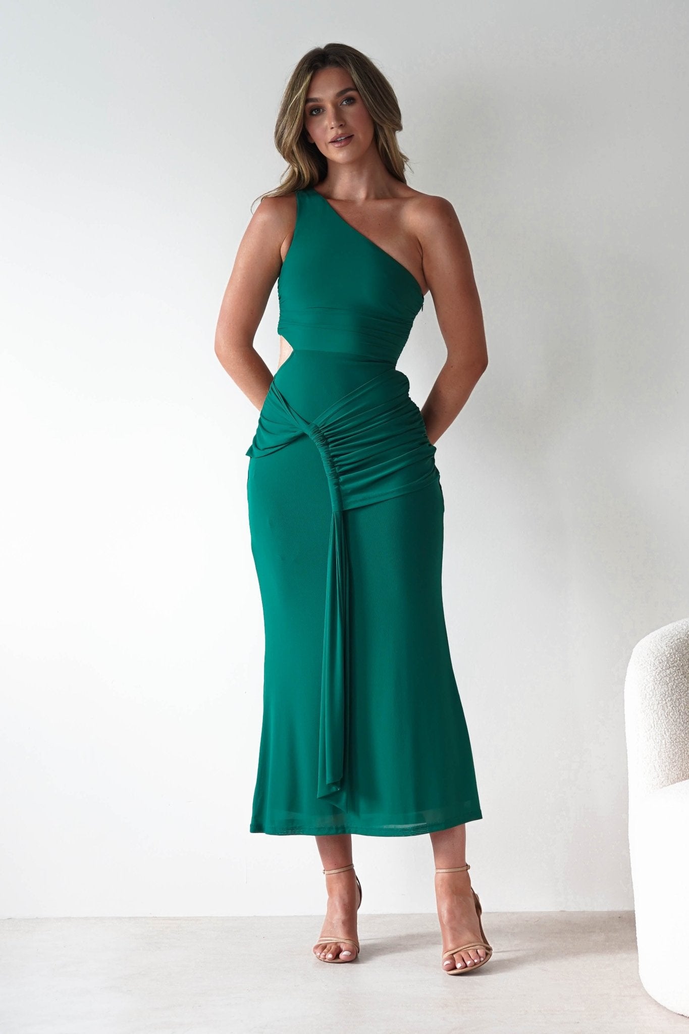 Georgia Mesh Midaxi Dress | Forest Green | Oh Hello Clothing | XS (6)