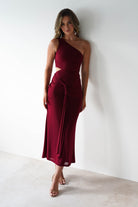 Georgia Mesh Midaxi Dress Wine | Wedding Guest Dress | Mesh | Oh Hello Clothing