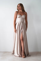 Georgia Soft Satin Maxi Gown | Champange | Debs & Prom | Formal Gown | Oh Hello Clothing