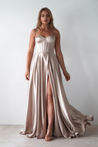 Georgia Soft Satin Maxi Gown | Champange | Debs & Prom | Formal Gown | Oh Hello Clothing