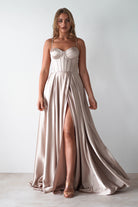 Georgia Soft Satin Maxi Gown | Champange | Debs & Prom | Formal Gown | Oh Hello Clothing