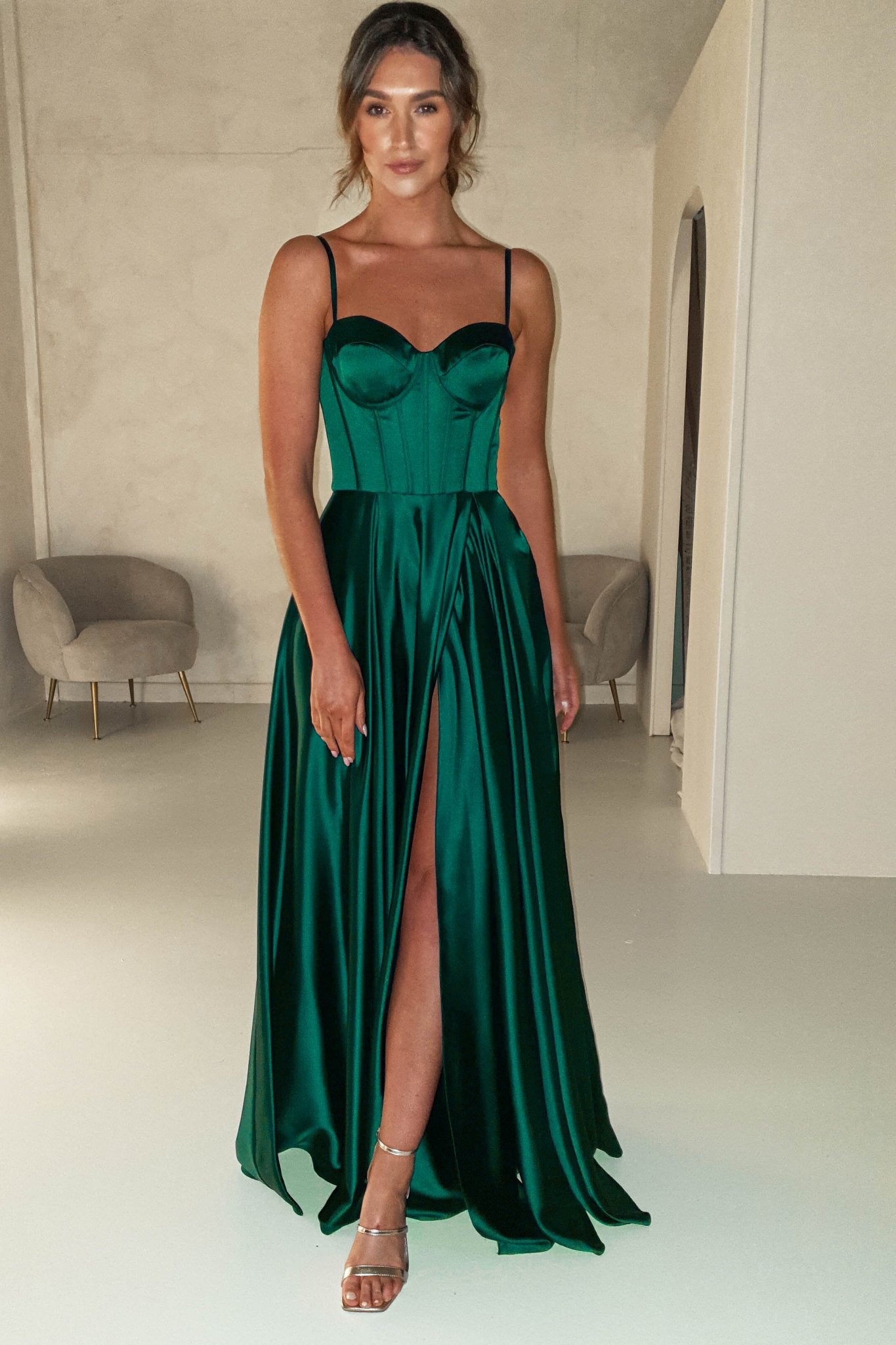 Georgia Soft Satin Maxi Gown | Emerald Green | Oh Hello Clothing | S (8)
