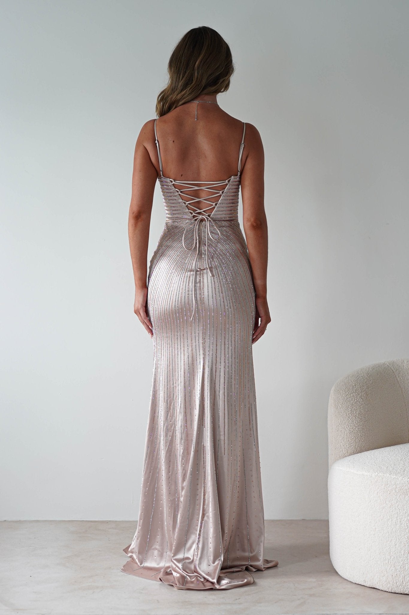 Gigi Rhinestone Bodycon Gown | Champange | Oh Hello Clothing | S (8)