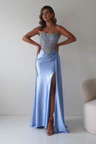 Oh Hello Clothing Dresses 1*DONE - CINDERALLA-C169 BLUE Embellished Satin Evening Gown (Copy)