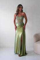 Oh Hello Clothing Dresses 1*DONE - CINDERALLA-C169 SAGE Embellished Satin Evening Gown (Copy) (Copy)
