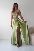 Oh Hello Clothing Dresses 1*DONE - CINDERALLA-C169 SAGE Embellished Satin Evening Gown (Copy) (Copy)