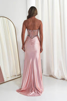 Oh Hello Clothing Dresses 1*DONE - CINDERALLA-C169 PINK  Embellished Satin Evening Gown