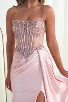 Oh Hello Clothing Dresses 1*DONE - CINDERALLA-C169 PINK  Embellished Satin Evening Gown