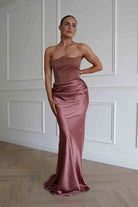 Oh Hello Clothing Dresses > Prom Dresses Giselle Corset Satin Maxi Dress | Rosewood