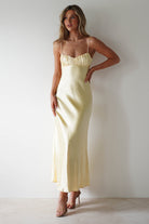Grace Soft Satin Maxi Dress Yellow | Wedding Guest Dress | Maxi | Satin | Oh Hello Clothing