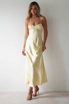 Grace Soft Satin Maxi Dress Yellow | Wedding Guest Dress | Maxi | Satin | Oh Hello Clothing