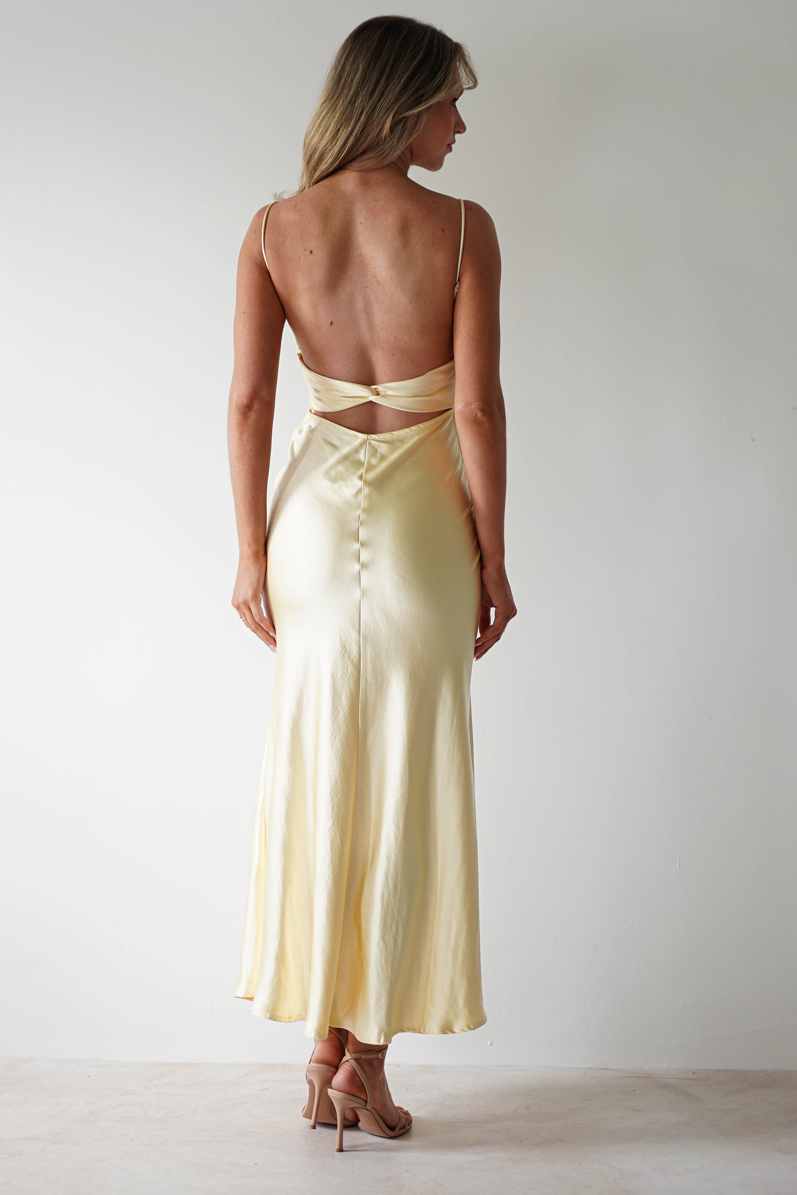 Grace Soft Satin Maxi Dress | Lemon