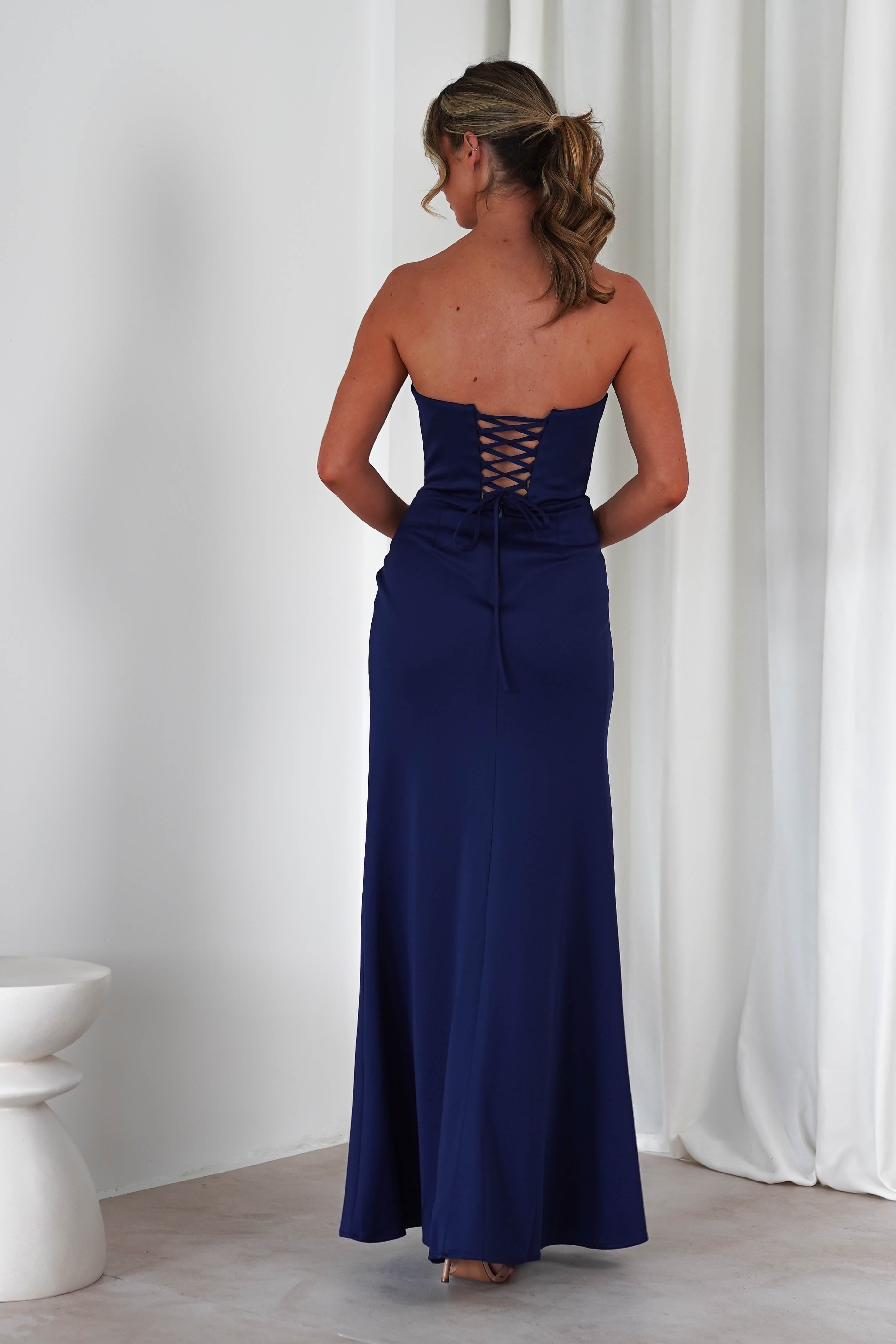 Grasie Bodycon Strapless Gown | Navy