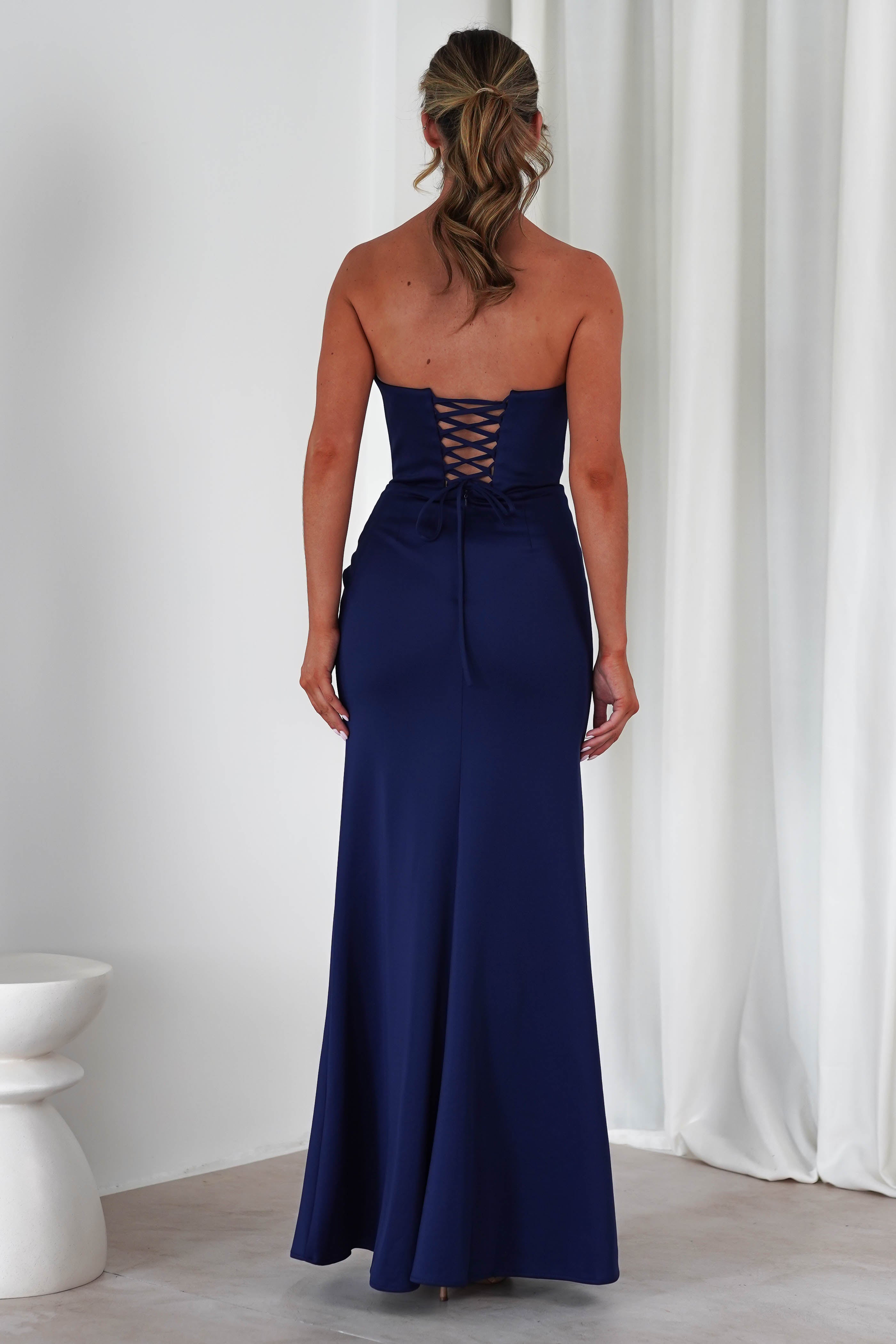 Grasie Bodycon Strapless Gown | Navy