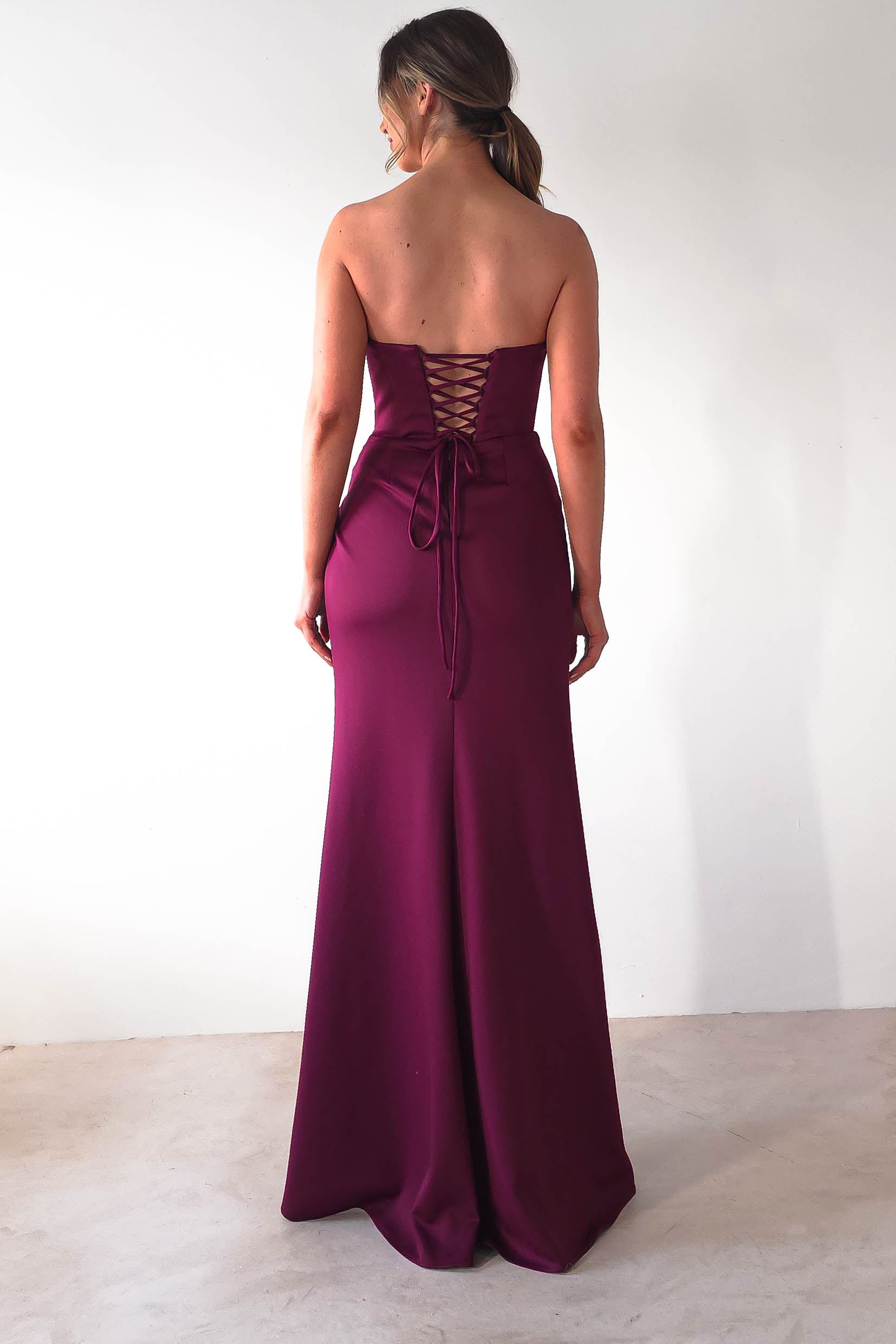 Grasie Bodycon Strapless Gown | Wine