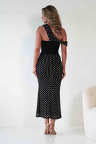 Hailey One Shoulder Polka Dot Dress Black | Wedding Guest Dress | One Shoulder | Oh Hello Clothing