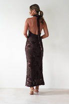 Halsey Tie Back Maxi Dress Brown Textured | Wedding Guest Dress | Maxi | Oh Hello Clothing