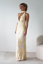 Halsey Tie Back Maxi Dress Light Yellow | Wedding Guest Dress | Maxi | Oh Hello Clothing