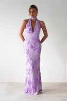 Halsey Tie Back Maxi Dress Lilac Textured | Wedding Guest Dress | Maxi | Oh Hello Clothing
