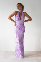 Halsey Tie Back Maxi Dress Lilac Textured | Wedding Guest Dress | Maxi | Oh Hello Clothing