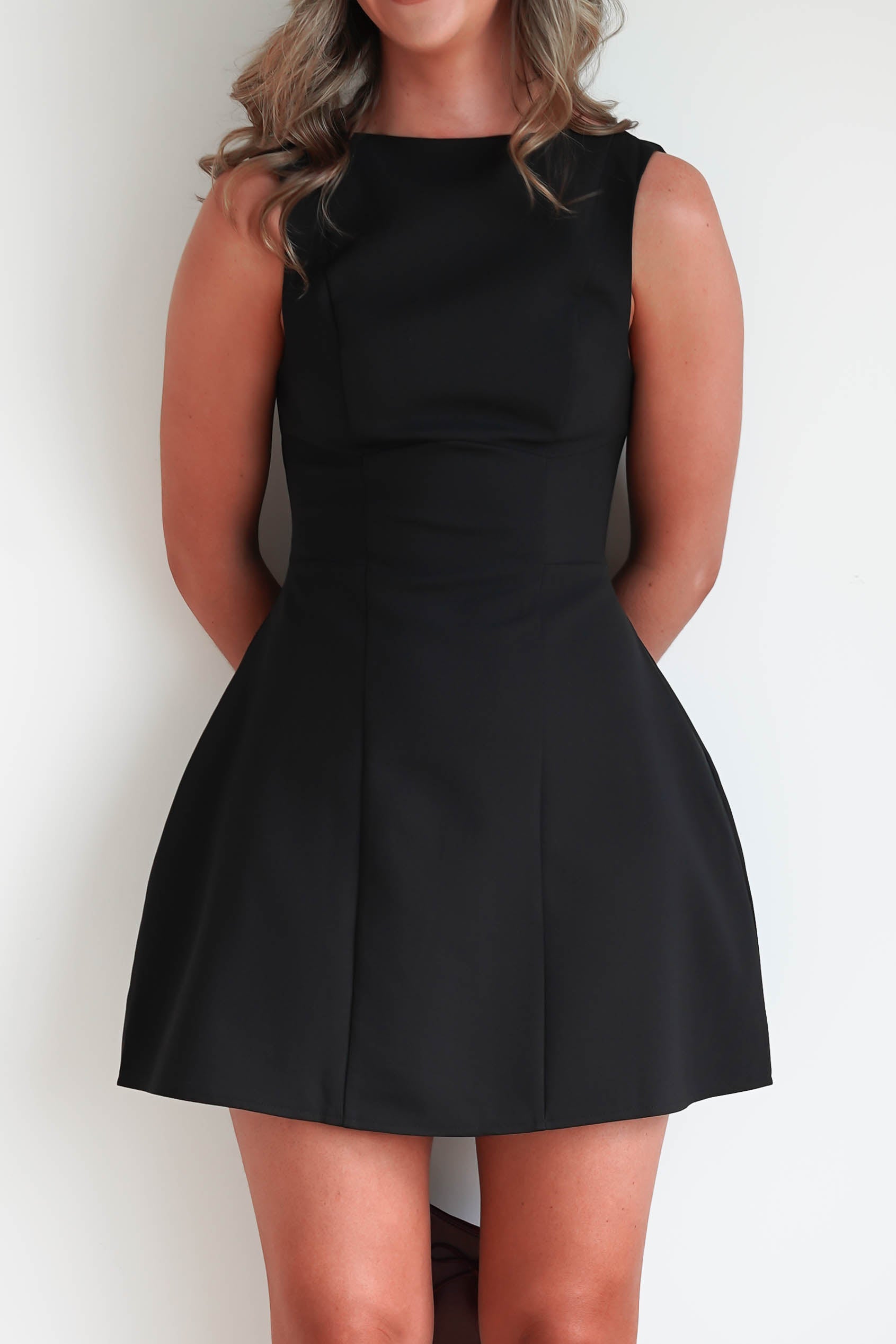 Hannah Structured Mini Dress | Black